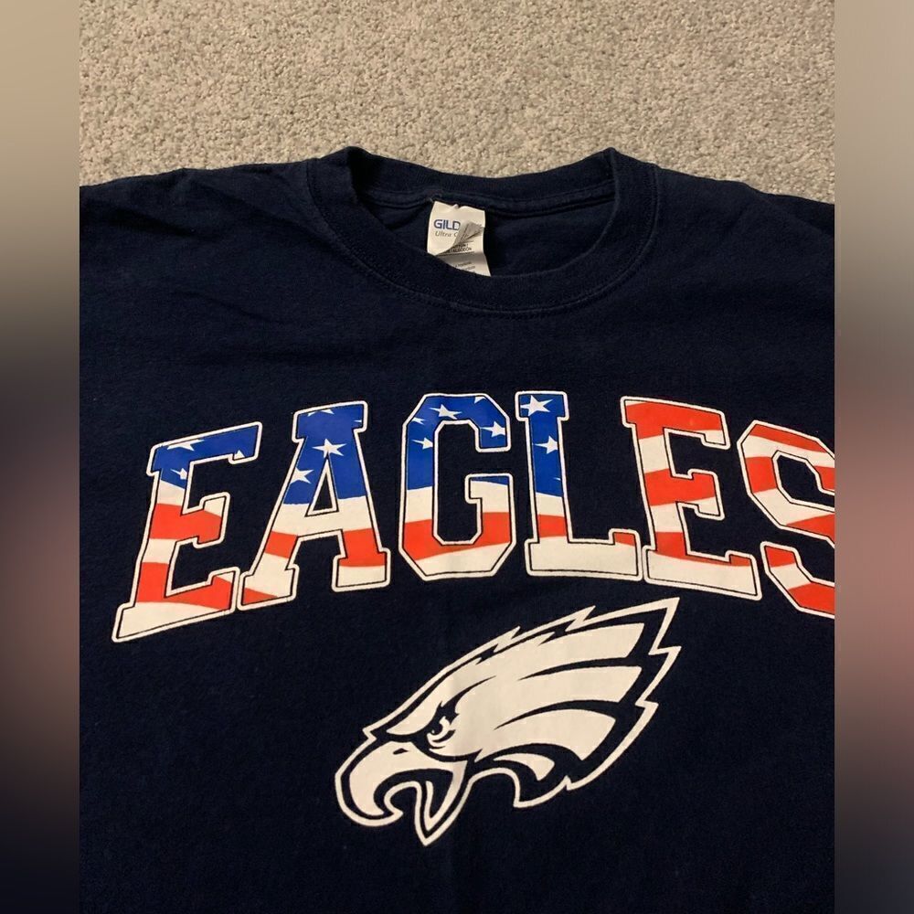 Gildan Philadelphia Eagles USA Patriotic Navy Blue Long Sleeve T-shirt - Picture 4 of 4